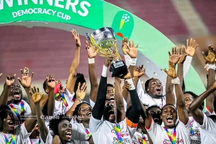 Asante Kotoko celebrate winning the maiden Democracy Cup