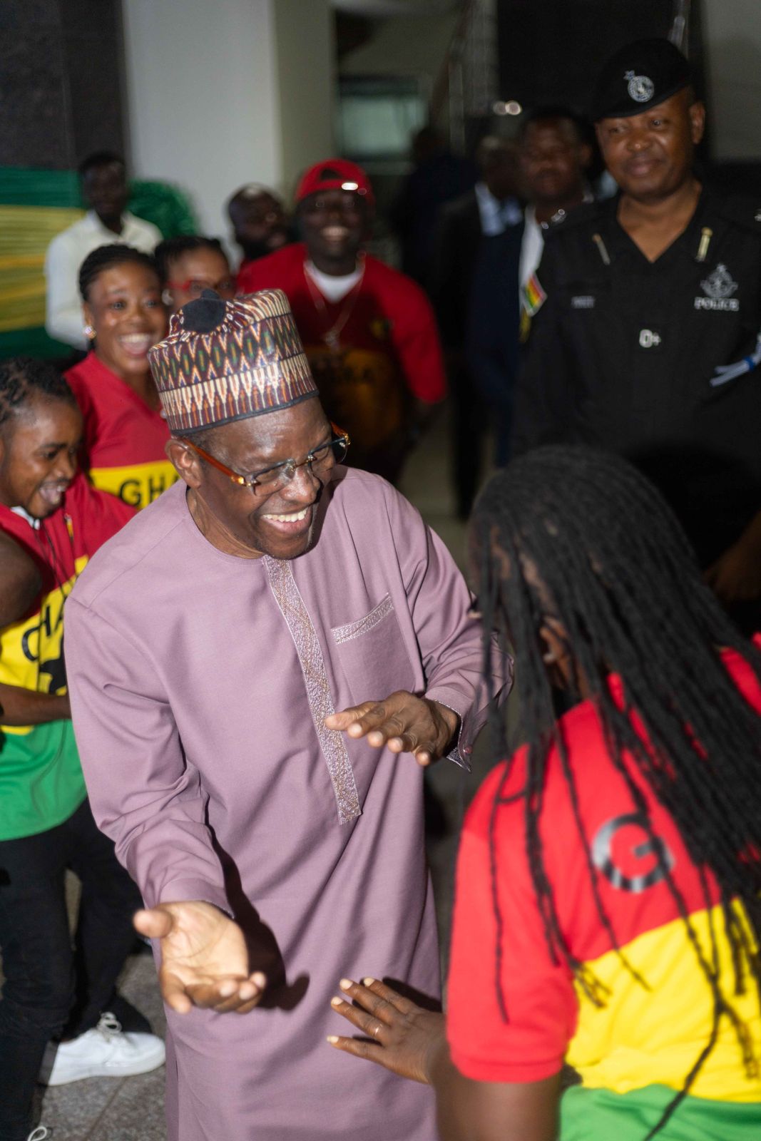 Guests greeting supporters