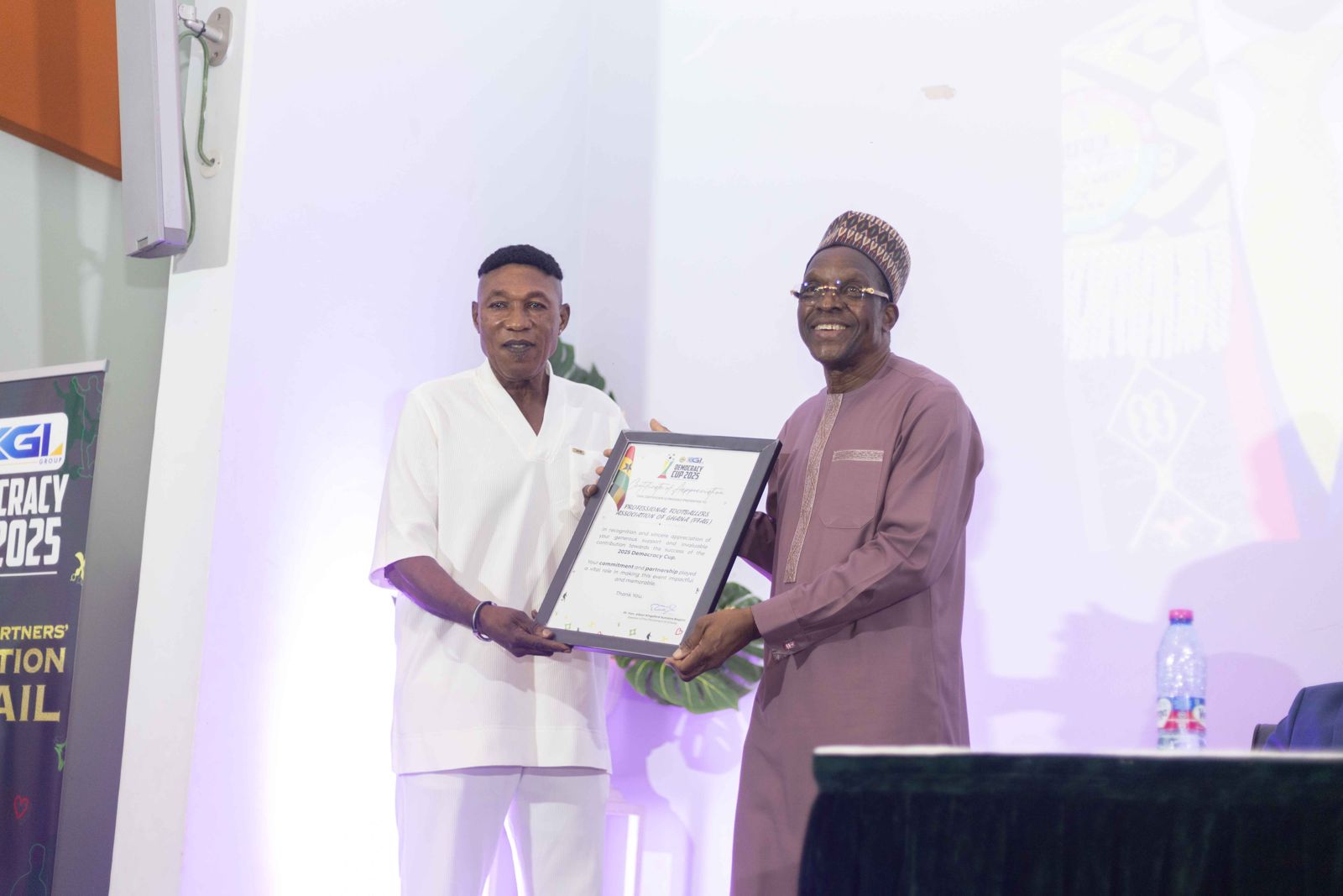 Certificate presentation on stage
